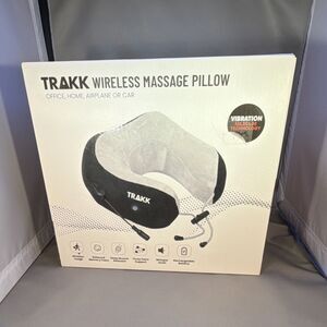 TRAKK Wireless Massage Pillow Neck Support Memory Foam Black Gray Rechargeable